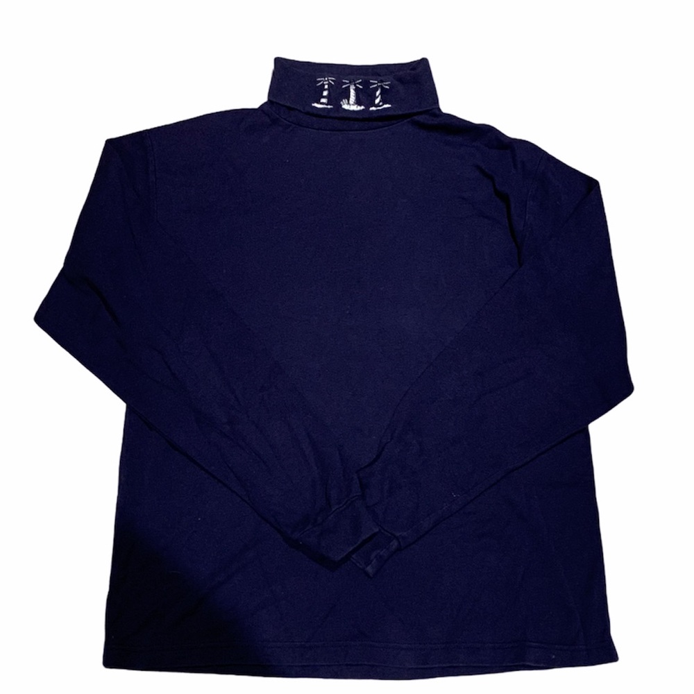 Navy Lighthouse Embroidered Turtleneck